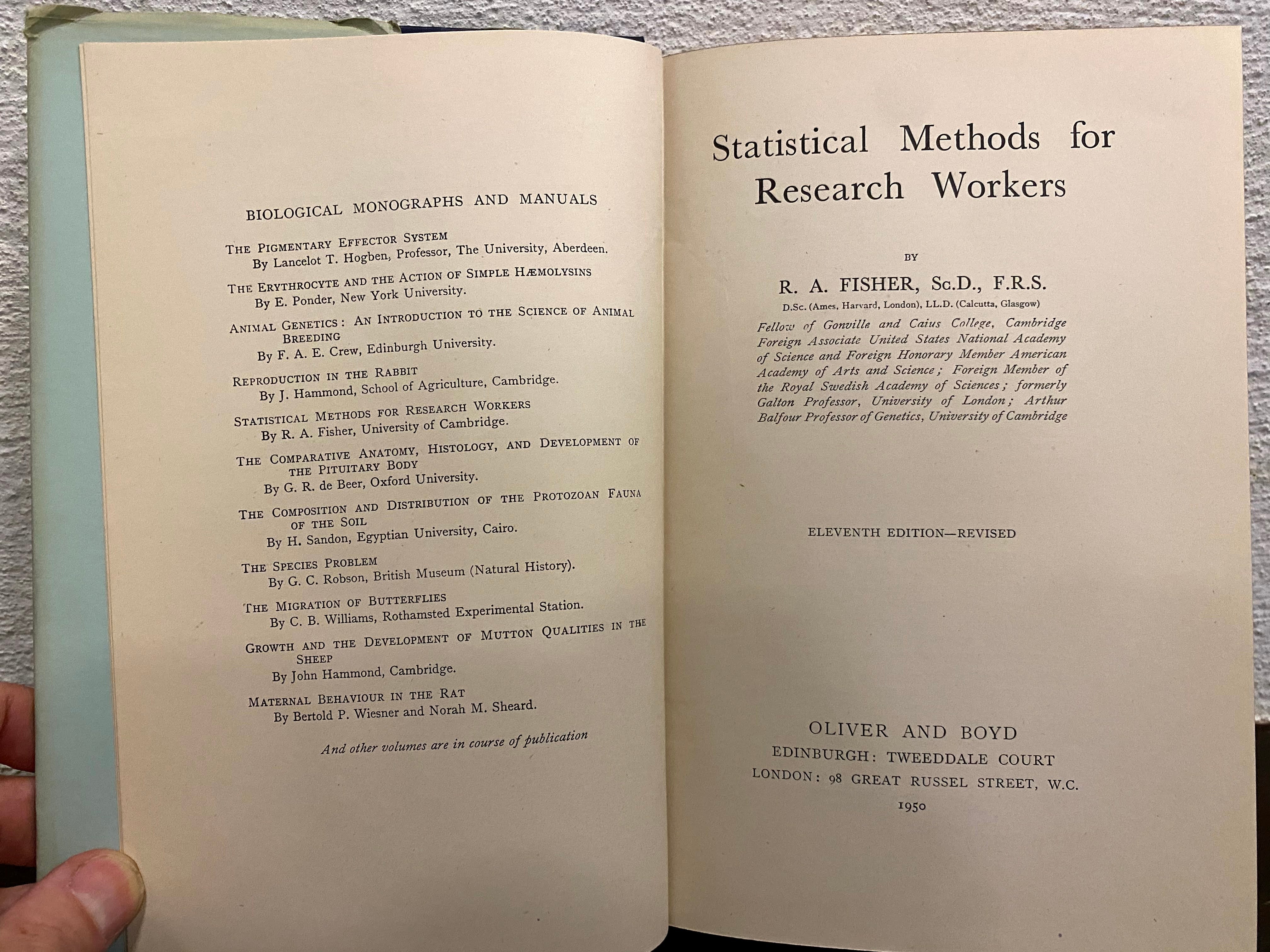 Statistical methods for Research Workers 11th Edition - 1950 – Val Books